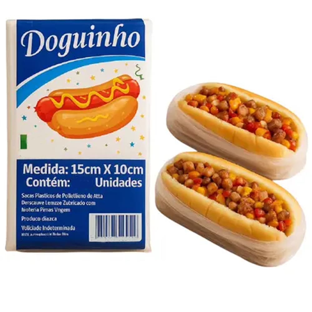 500 Saco Plástico Leitoso 15cm Doguinho 15x10 Mini Hot Dog