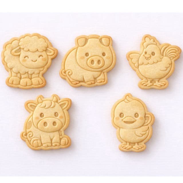 kit 5 cortadores de biscoito de fazenda com puxador, cortador infantil para bolo biscoito cookies massinhas