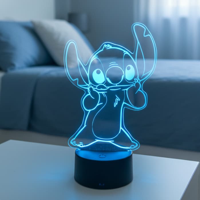 Luminária LED 3D de Mesa /Decoração Luz noturna Stitch