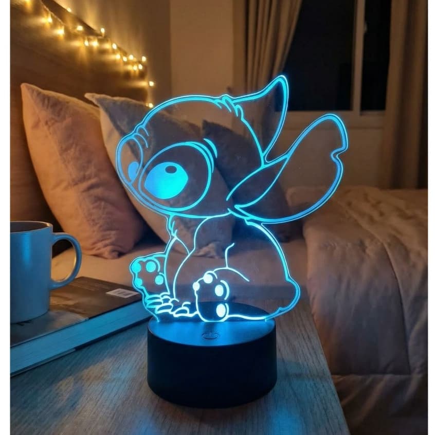 Luminária LED 3D de Mesa /Decoração Luz noturna Stitch