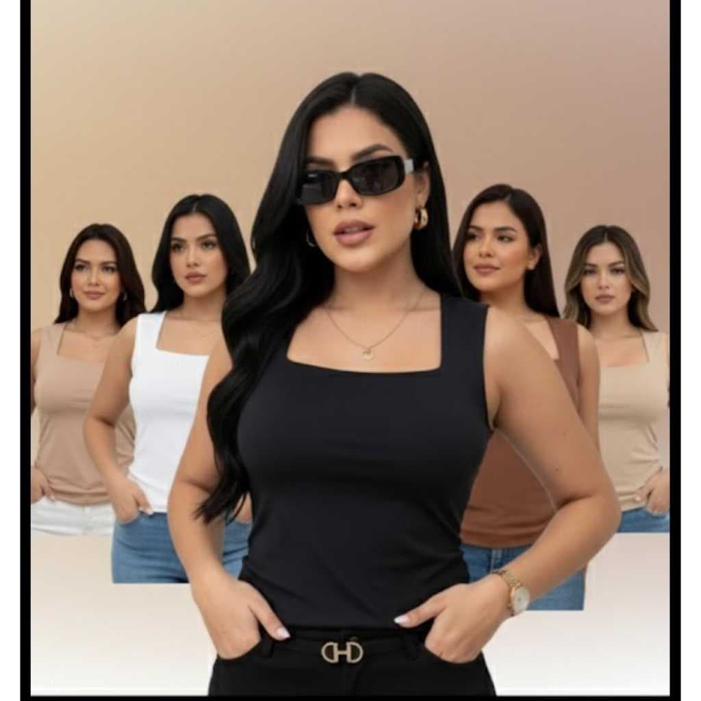 Blusa Regata Feminina Modeladora Suplex Premium Forro Duplo Verão P063