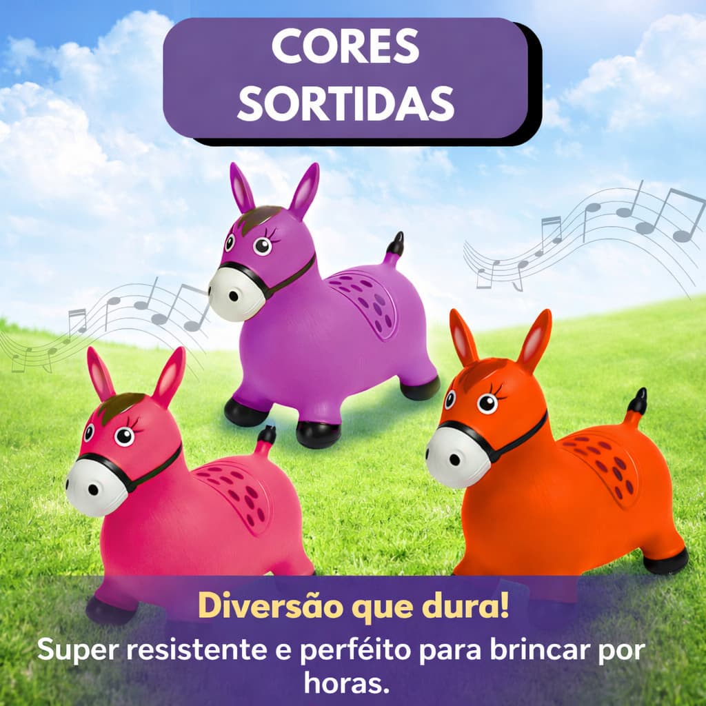 Cavalinho Pocotó Upa Upa Infantil Grande Inflável Emborrachado c/ Música (Cores Sortidas) -MENINaS