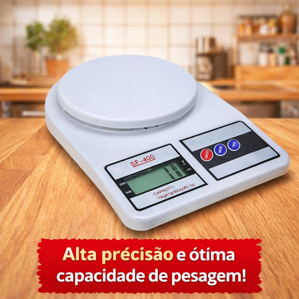 Balança Digital de Cozinha Precisão Cozinha 10kg Nutrição E Dieta, Até 10 kg, Escala 1 grama