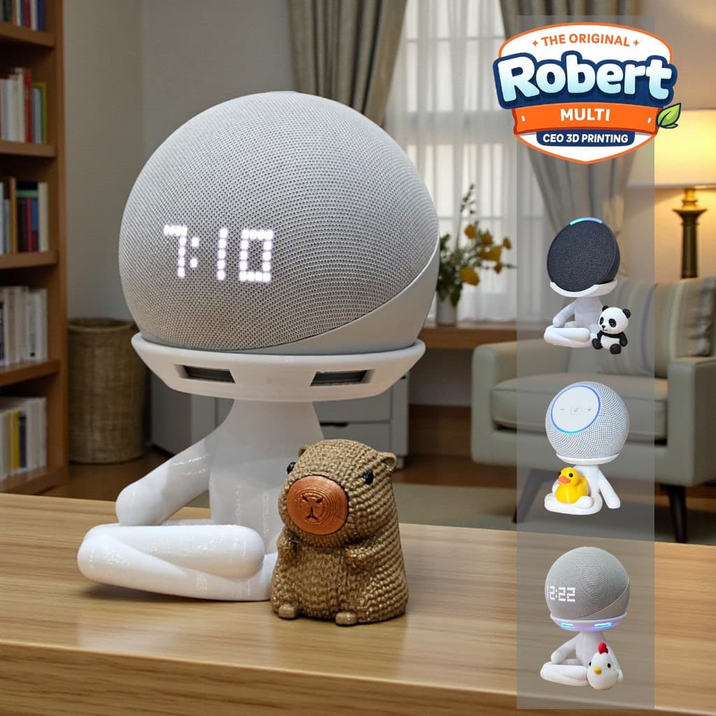 Suporte Alexa Echo Dot 3, 4 e 5, Echo Pop e Max Coleção Robert ANIMAIS Multiuso Decoração Presente