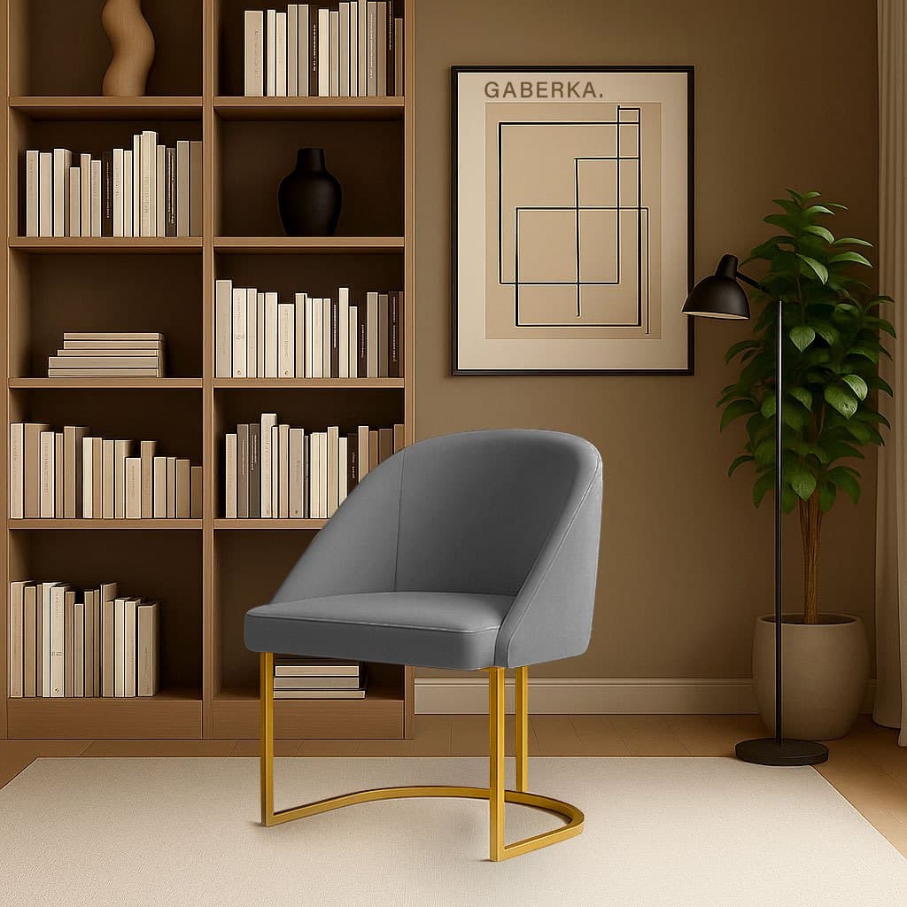 Cadeira Lua Base De Ferro Decorativa Reforçada/Sala/Recepção/Orgânica.