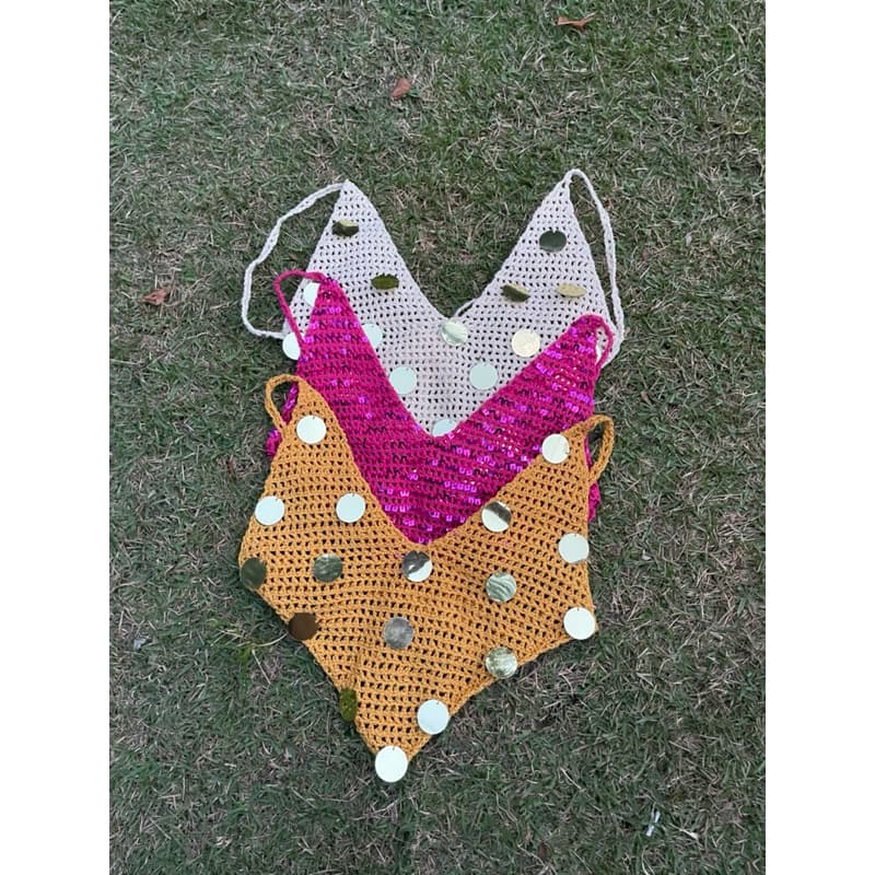cropped de crochê com lantejoulas ou paetês, cropped croche, crochê , cropped