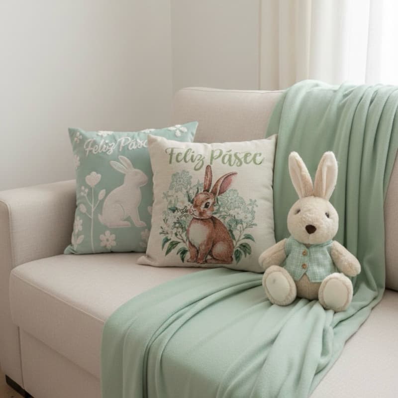 Capa de Almofada de Páscoa Decoração Capa Coelhos Linha para Sala Quarto Decorativo