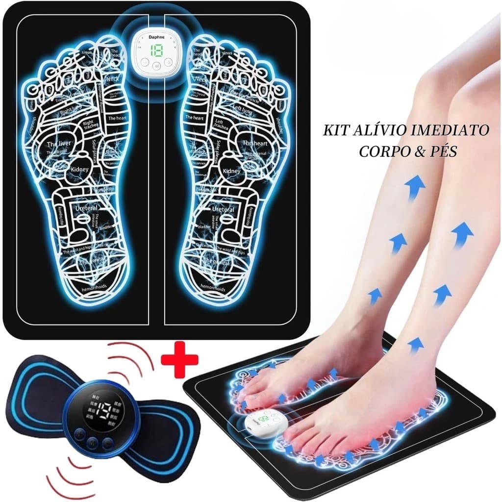 Kit Massageador e Tapete Elétrico - Dor nos Pés e Musculares