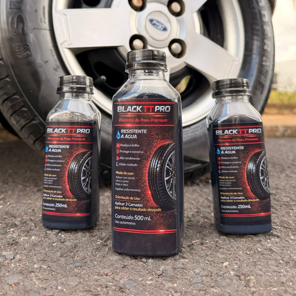 Pretinho Para Pneu Automotivo Brilho Intenso Revitalizador Protege e Dá Acabamento Profissional