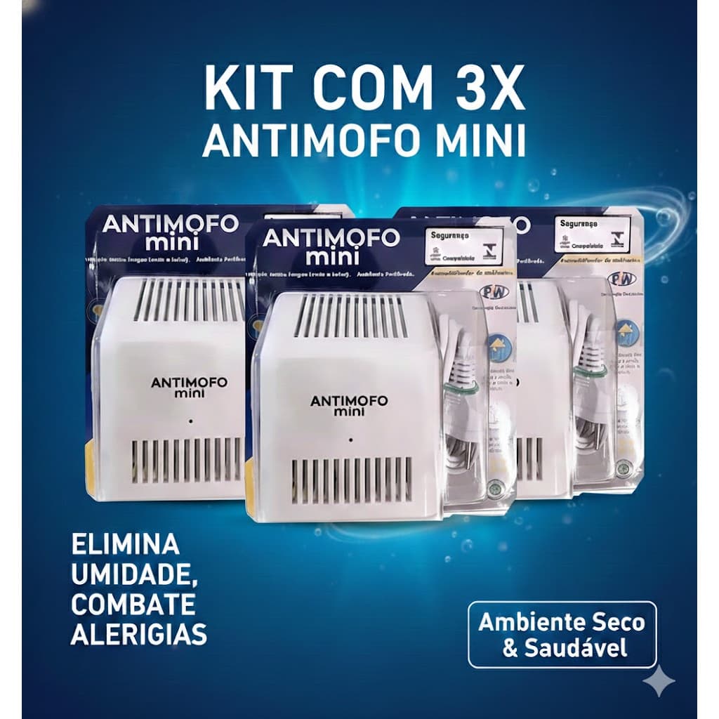 Kit com 3 Antimofo de Ambiente - Desumidificador - Envio Imediato - Campeão de Vendas! -