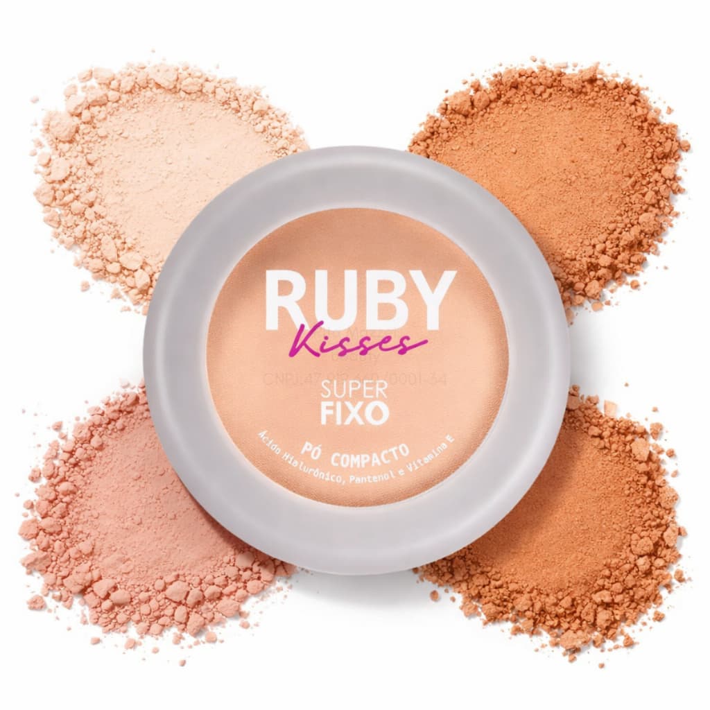 PÓ COMPACTO SUPER FIXO RUBY KISSES – ACABAMENTO IMPECÁVEL E CONTROLE DE BRILHO