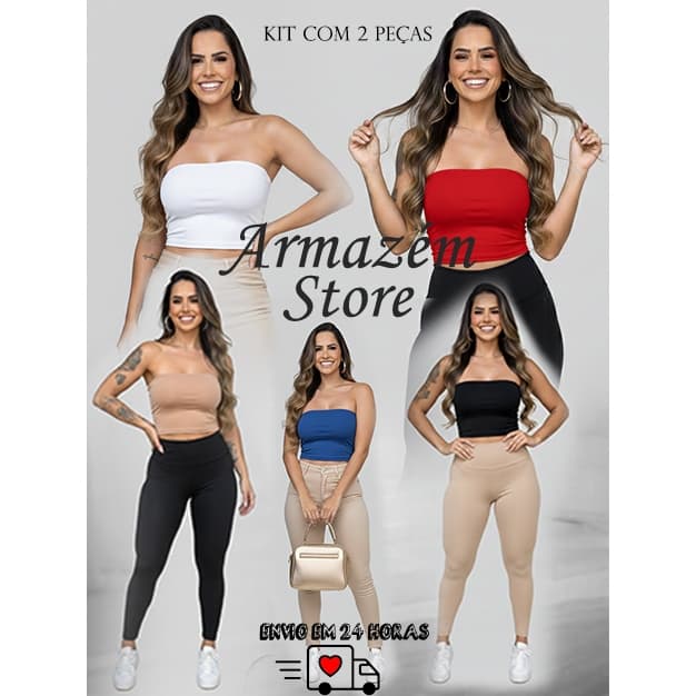 Kit 2 Cropped Top Faixa Suplex Premium Tube Tomara Que Caia Feminino Tubinho De Moda Blogueira Básica Tamanho Único