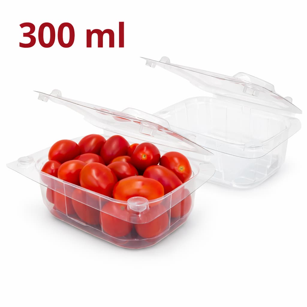 Embalagem Tomatinho Cereja 300 ML Tampa Articulada Transparente Kit 50 100 200