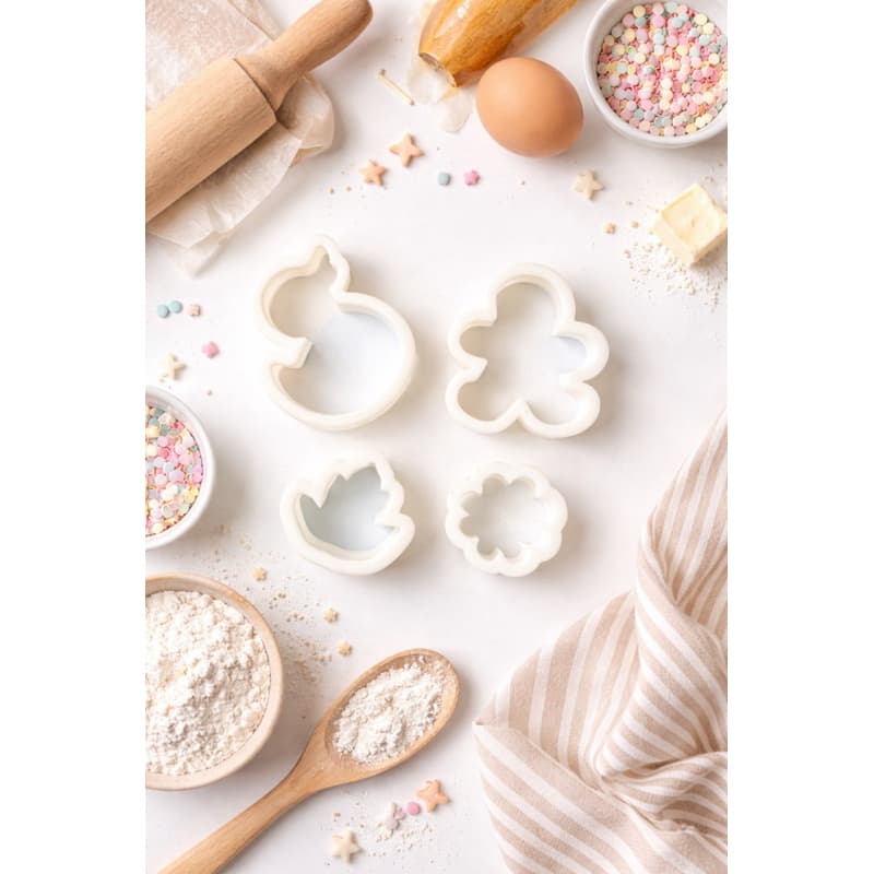 Kit 4 Cortadores de Massa em PLA – Ideal para Biscuit, Massinha e Confeitaria Criativa