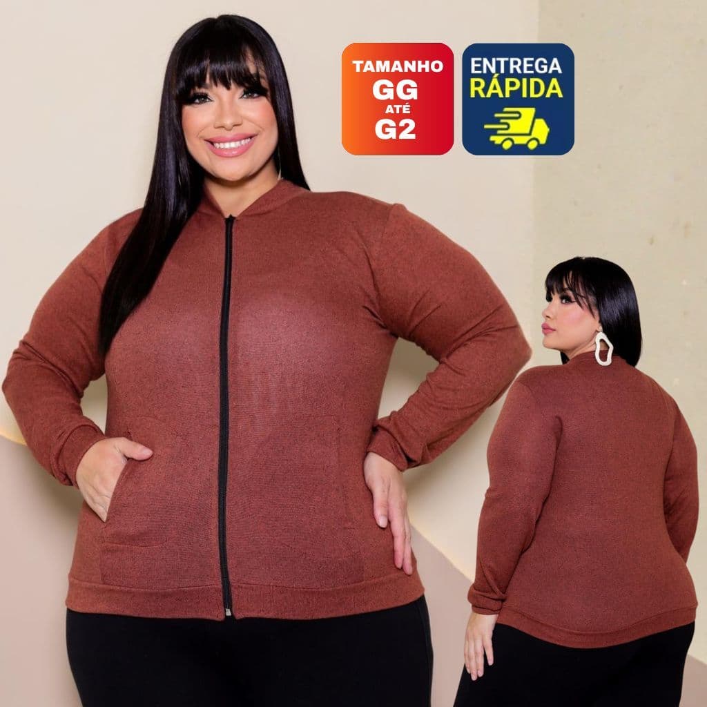 Jaquetinha Bomber Casaco Feminina Plus Size Blusa Ziper Casaco Frio