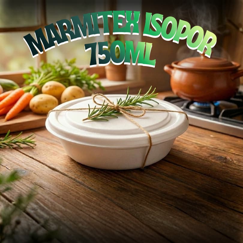 Marmitex Isopor Média 750ml com Tampa 50/100 Unidades - Marmita, Marmitex, Delivery, restaurante
