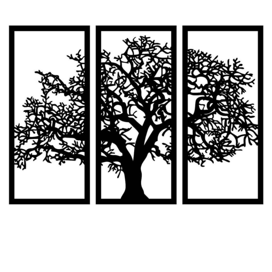 Quadro decorativo sala arvore da vida MDF vazado de 3mm preto fosco enfeite de parede