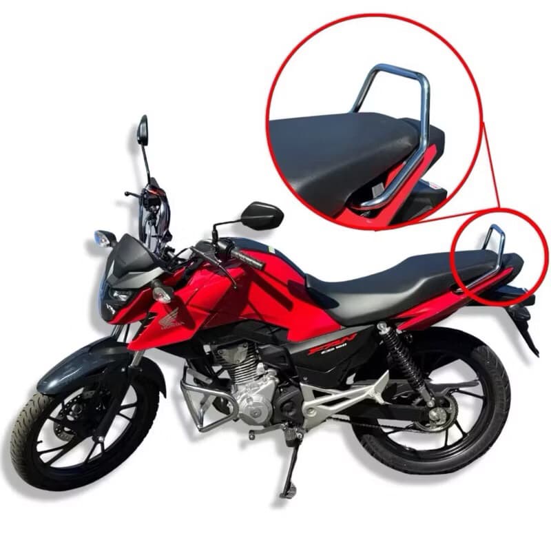 Encosto Traseiro / Alça de Garupa CG 160 Titan Fan 2025+ Reforçado Preto Suporte Passageiros