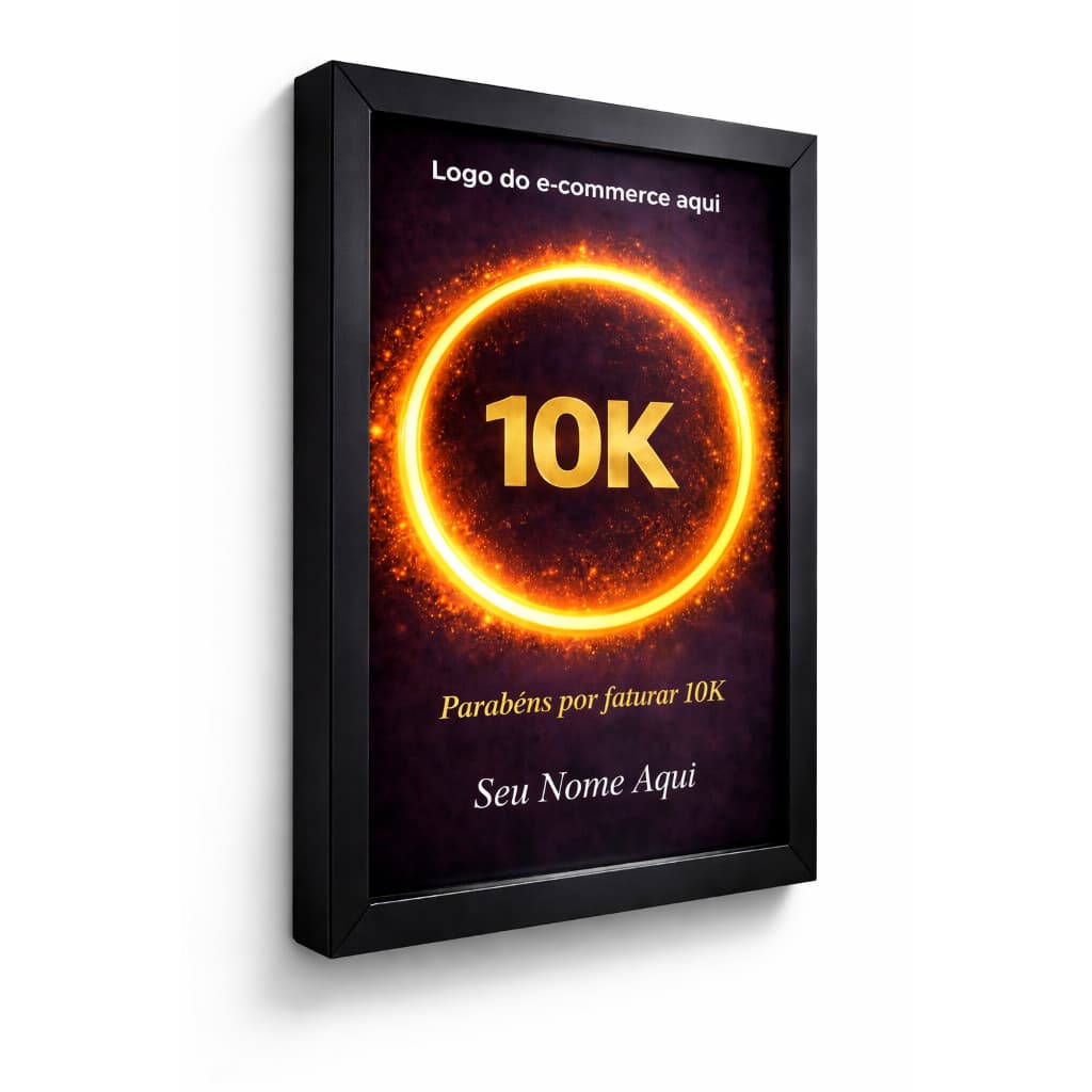 Quadro Placa Faturamento E-commerce personalizada com nome Moldurado A4 20x30 cm Vidro