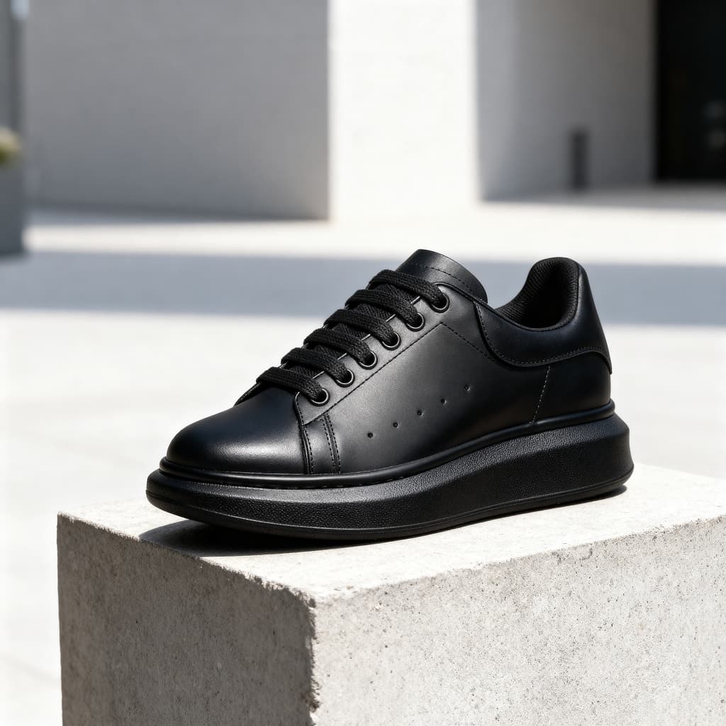 Tênis Feminino Preto Plataforma Sola Media Chunky Couro Sintético Luxo Blogueira Confortável Estiloso Casual Elegante