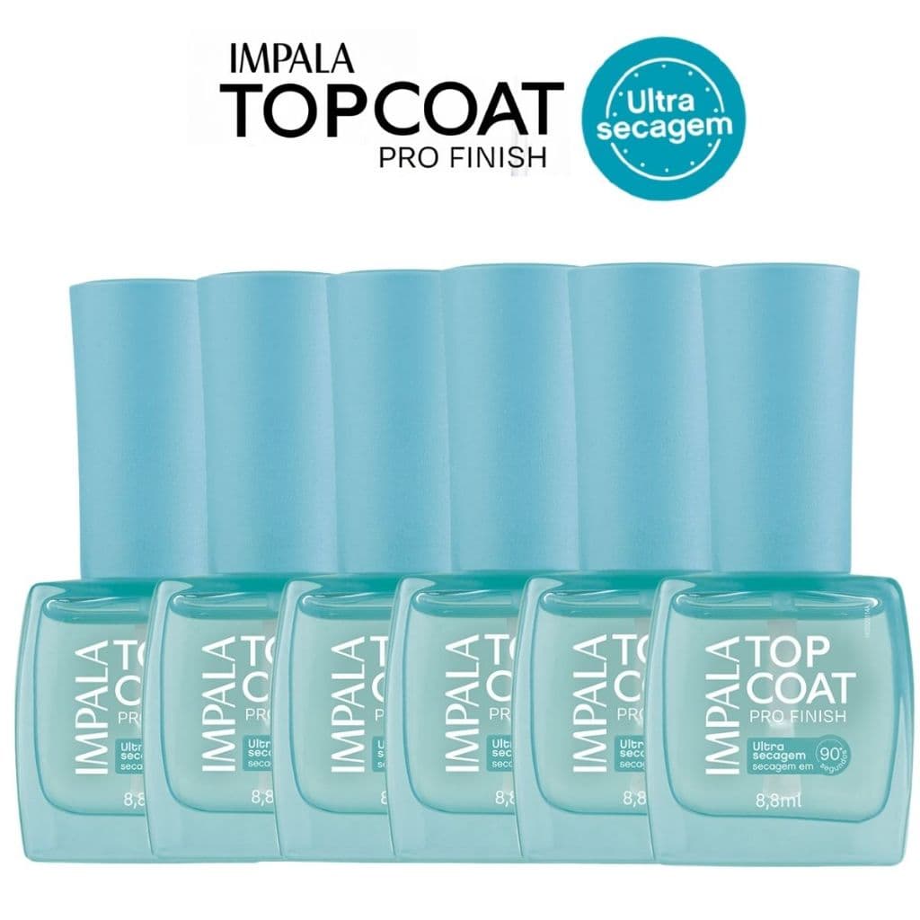 Impala Top Coat Esmalte Ultra Secagem - Seca em 90 segundos  Hipoalergênico Pro Finish Lançamento