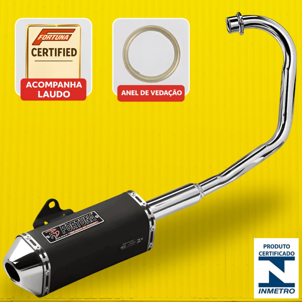 Escapamento Moto Mini Tri F1 Turbo Fortuna Preto CG Titan Fan Start 160 2016 Em Diante