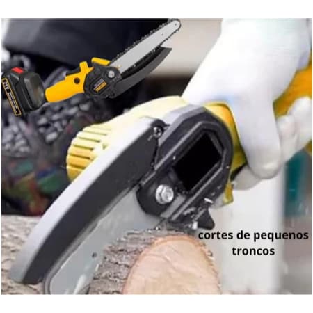Mini Motosserra Elétrica 6'' Com Bateria Recarregável Bivolt