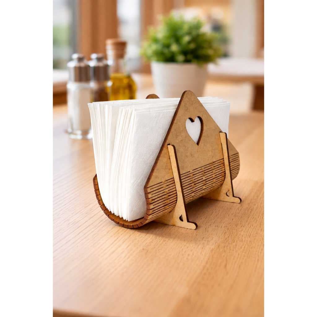 Kit 100 Porta Guardanapos em MDF Decorativo com Coração – 12x12cm | Mesa, Cozinha e Restaurante