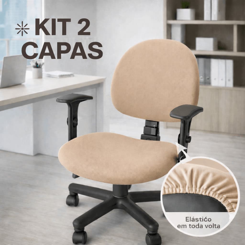 KIT COM 2 CAPAS DE CADEIRA DE ESCRITÓRIO PROTETORA VÁRIAS CORES ELASTICA AJUSTÁVEL