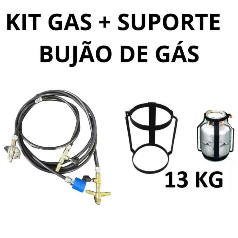 Suporte botijão de Gás 13kg + Kit instalação gas mangueira de rodoar.