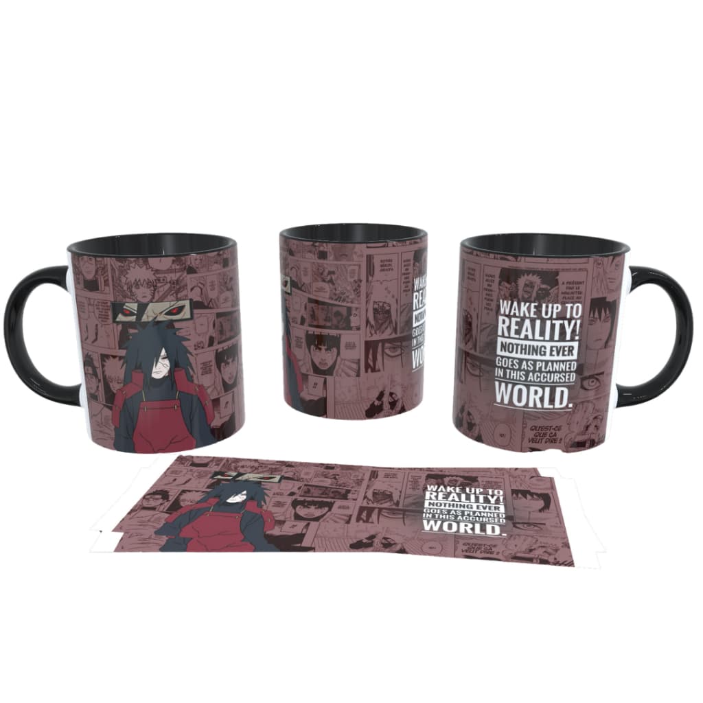Caneca Madara Uchiha – Naruto Shippuden / Porcelana/ Branca ou Alça e Interior Preto