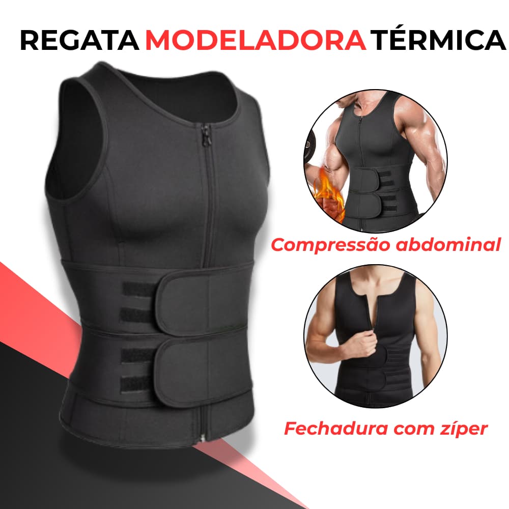 Cinta Regata Modeladora Corporal Masculina Efeito Sauna Confortável Compressão Abdominal Fit