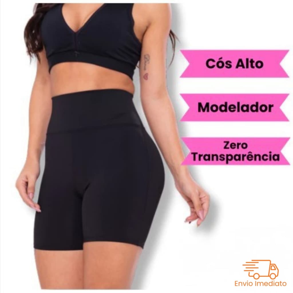 Short Legging Feminino Academia Cintura Alta Não Transparente