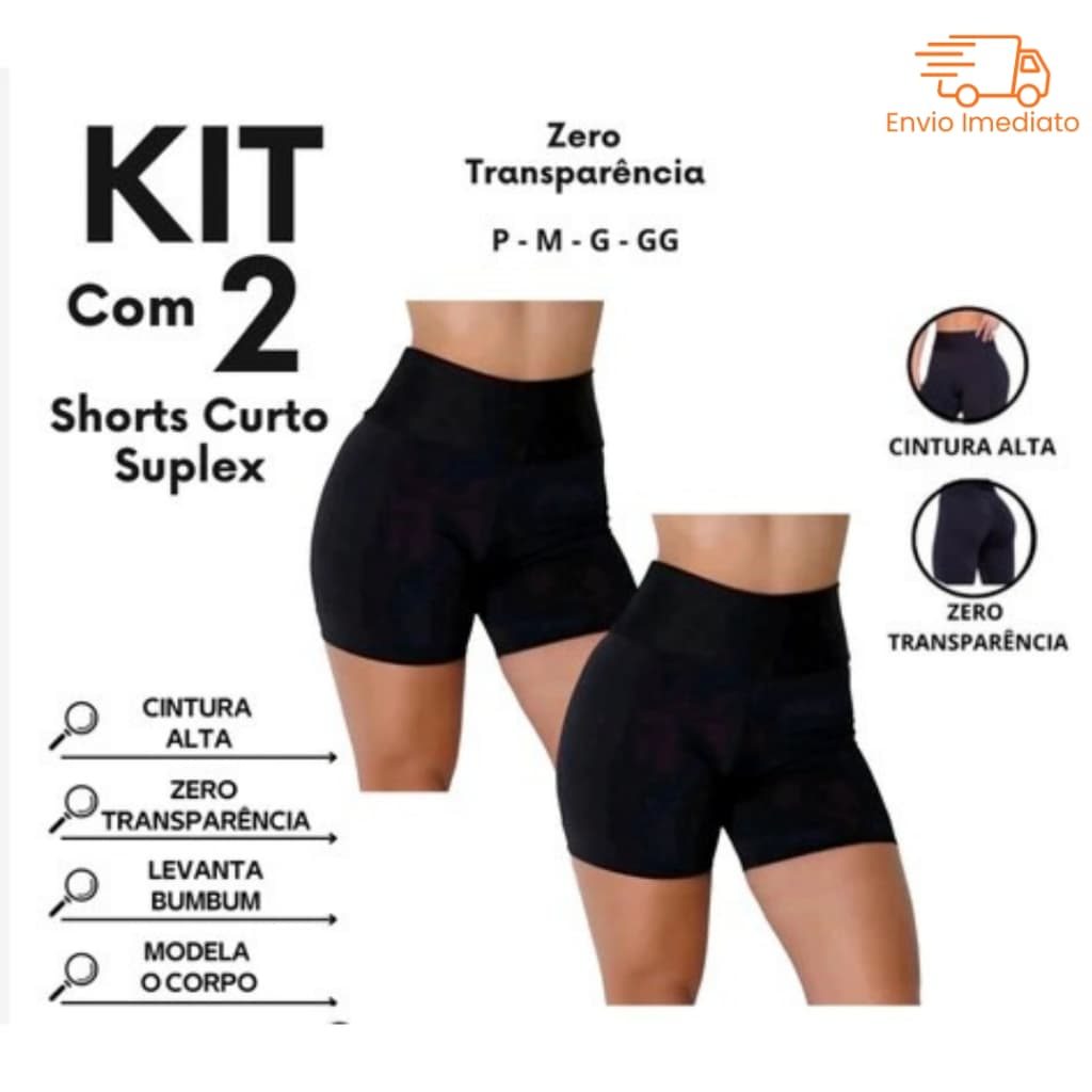 Kit 2 Shorts Legging Feminino Academia Cintura Alta Não Transparente