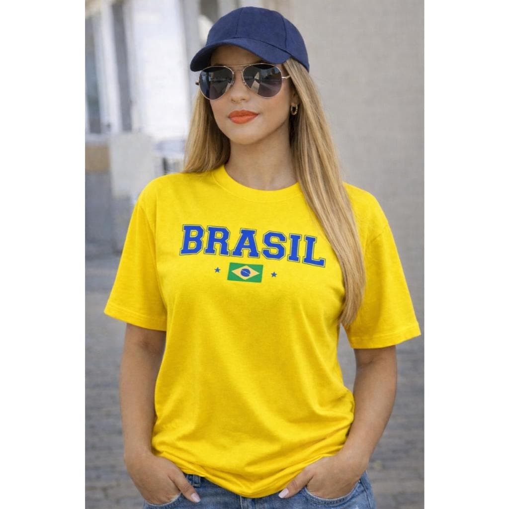Camiseta Feminina Unissex Brasil Copa 2026 Blusa Básica Algodão Varias Cores Envio Imediato