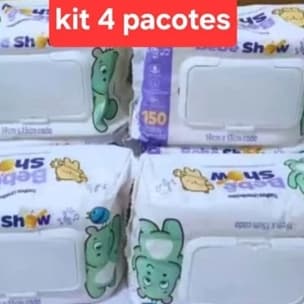 caixa com 4 pacotes de 150 Unidades Lencinhos Bebe Toalha Umedecido ( 600 unidades) Marca ...Bebê Show Barato Com Tampa