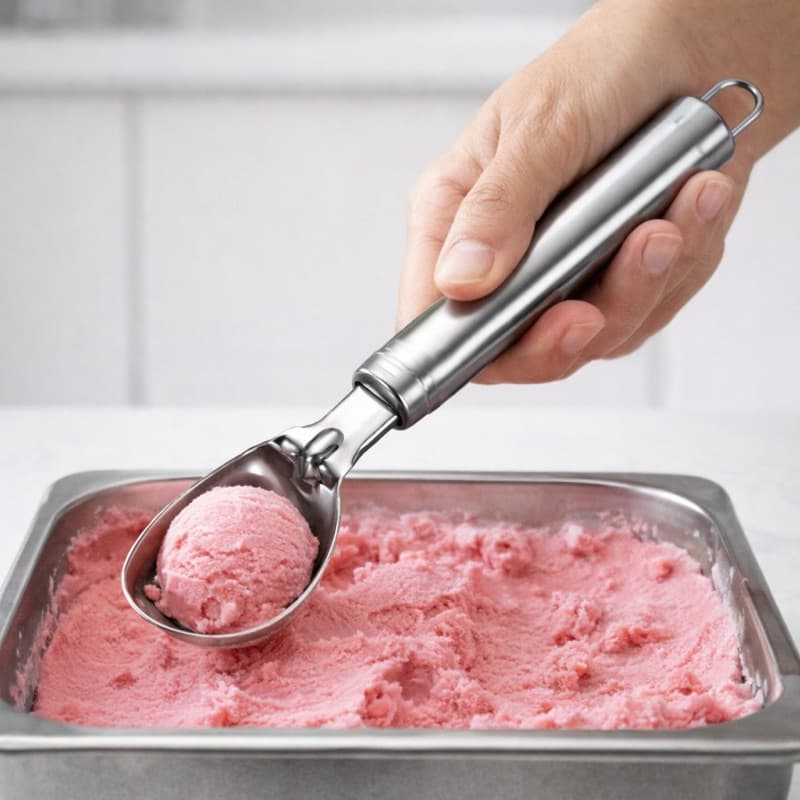 Colher de Sorvete em Metal Concha Sorveteira Inox Pegador Sorvete Utensílio Cozinha