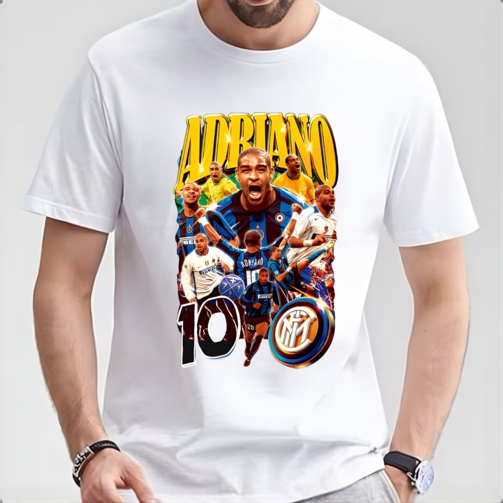 Camiseta Adriano Imperador Camisa Inter de Milão Streetwear Algodão Premium