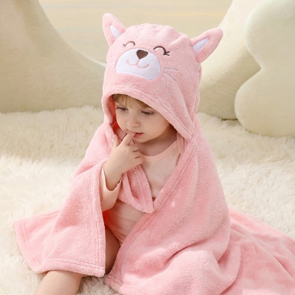 🔥Toalha de Banho Bebê Cobertor de Bebê 95x65cm Felpuda Capuz Infantil Recém Nascido Com Orelhinha  Menino e Menina