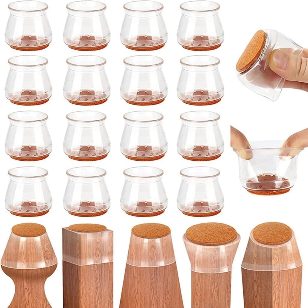 Kit 12 Peças Protetor Para O Pé Da Cadeira Mesa De Silicone Almofadas De Feltro Redutoras De Ruído Para Móveis