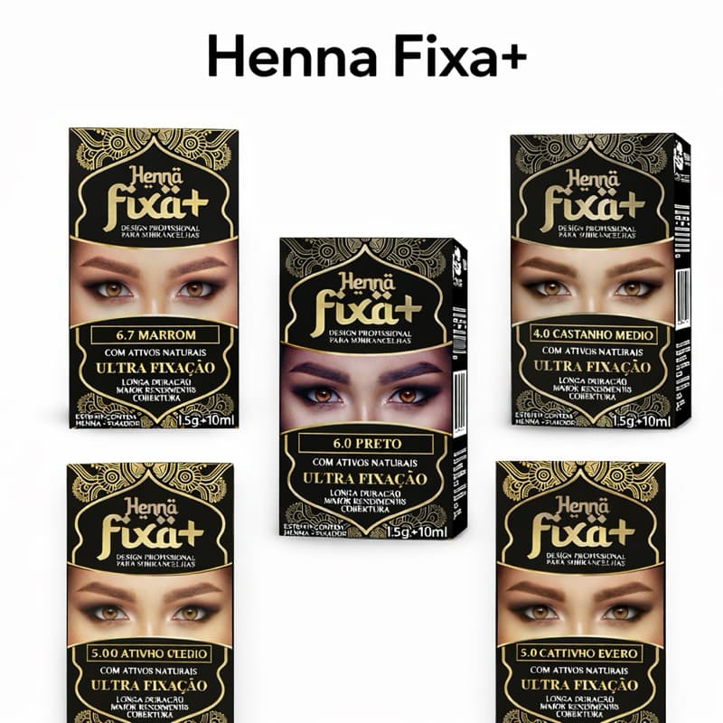Henna Para Sobrancelha Fixa+ Ultra Fixação Profissional Longa Duração 15g + 10ml