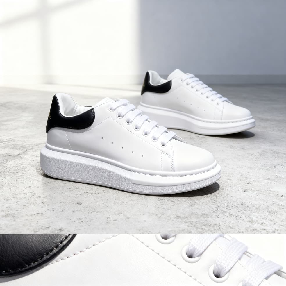 Tênis Masculino Branco Plataforma Sola Alta Chunky Couro Sintético Detalhe Preto Confortável Luxo Moderno Casual Elegant