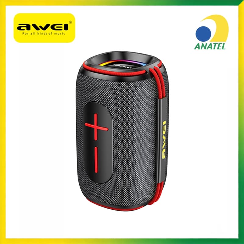 Caixa De Som Awei KA9 Bluetooth 15w Com Led Rgb E Graves Fortes Potente Tws IPX5