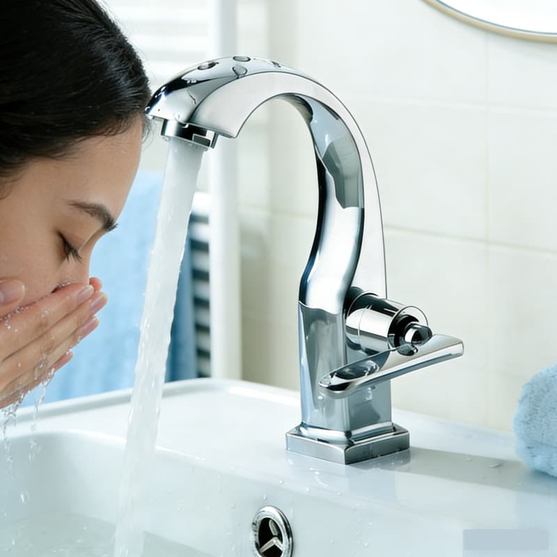 Torneira Banheiro bancada aço Lavabo luxo Brilhante