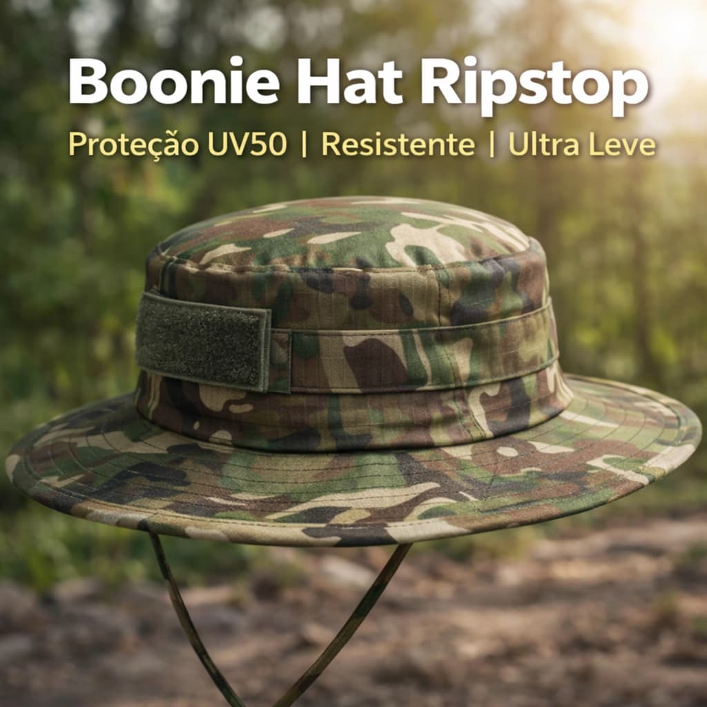 Chapéu Pescador Camuflado Boonie Hat Proteção Solar Pesca Trilhas