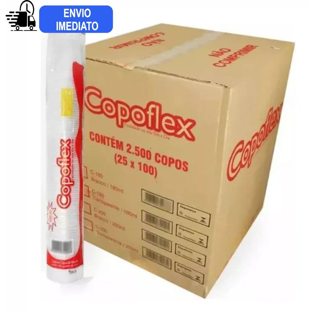 Caixa de copo descartável 200ml Copoflex • C/2500 - ENVIO IMEDIATO