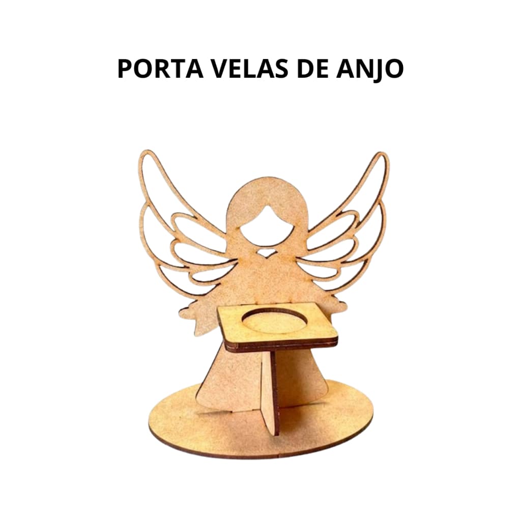 Kit 5 a 10 Porta Velas Anjo em MDF Cru 15cm Decoração Cristianismo Artesanato