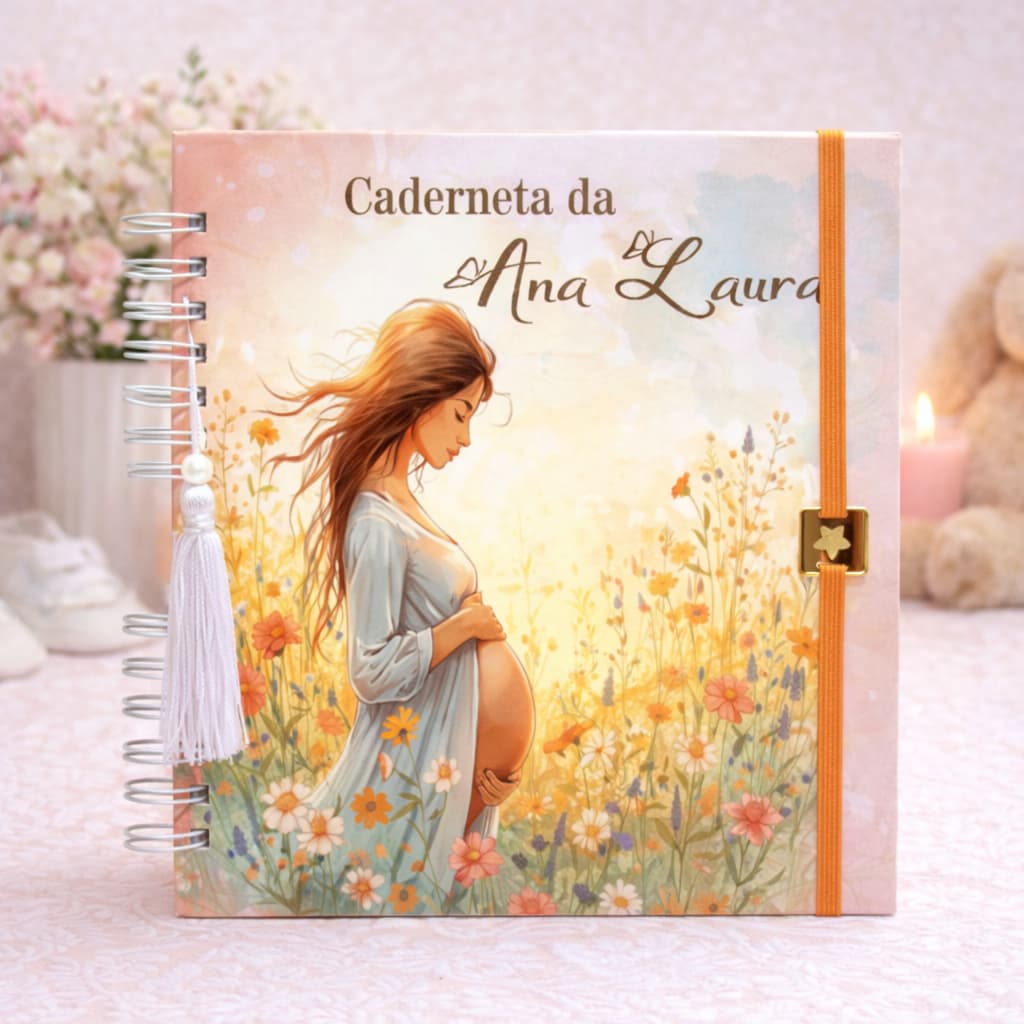 Caderneta da Gestante Personalizada • Nome  • Pré-Natal Completo- Caderneta Flores do Campo-Capa Dura-Atualizada do SUS-