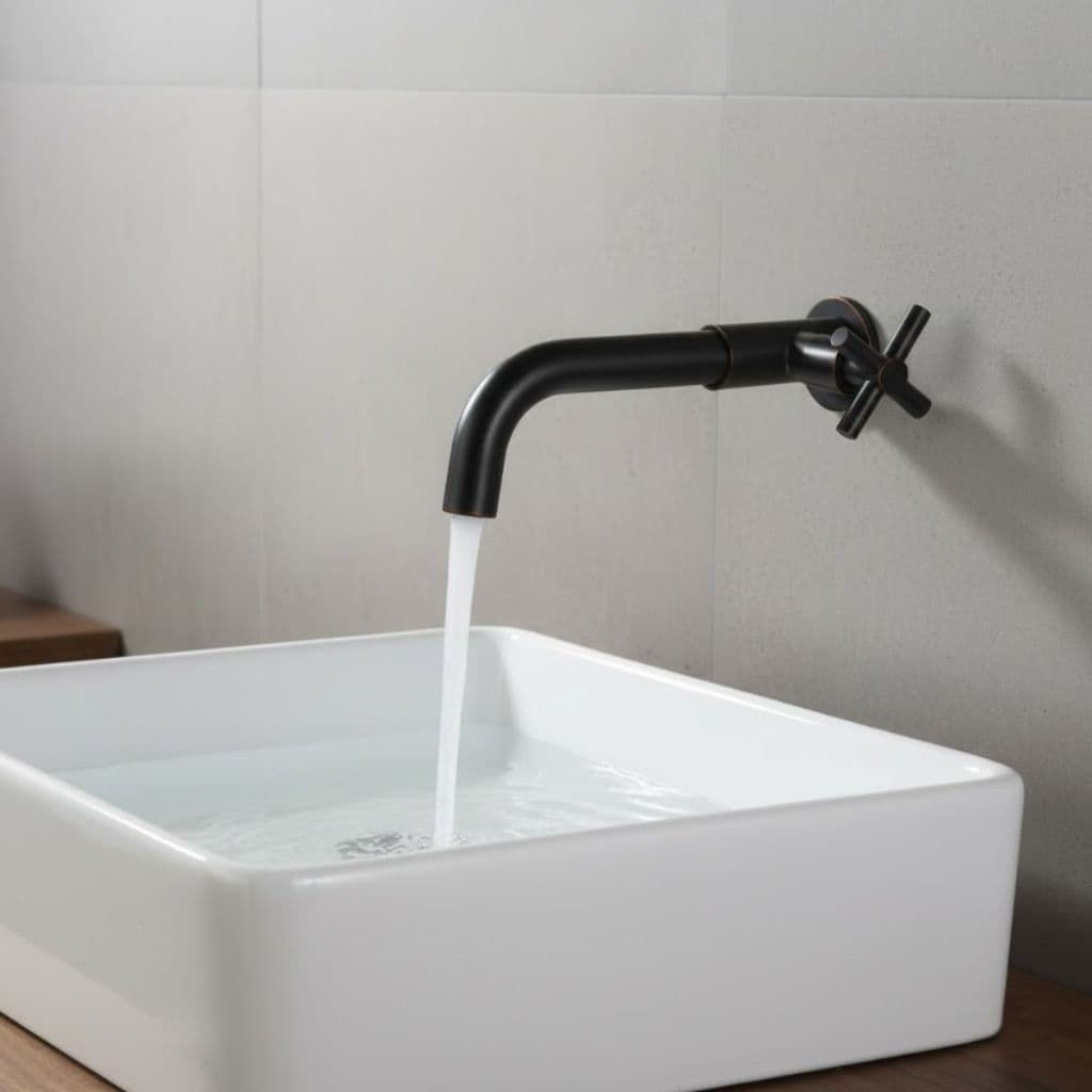 Torneira Gourmet de Parede Bico Longo Metal Banheiro Lavabo Cozinha Manopla Cruzeta Água Fria