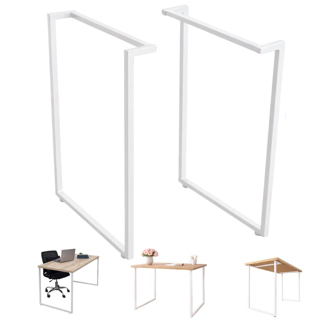 2 Pés De Mesa 70x48 Branco Pintura Eletrostática Escritório Moderno